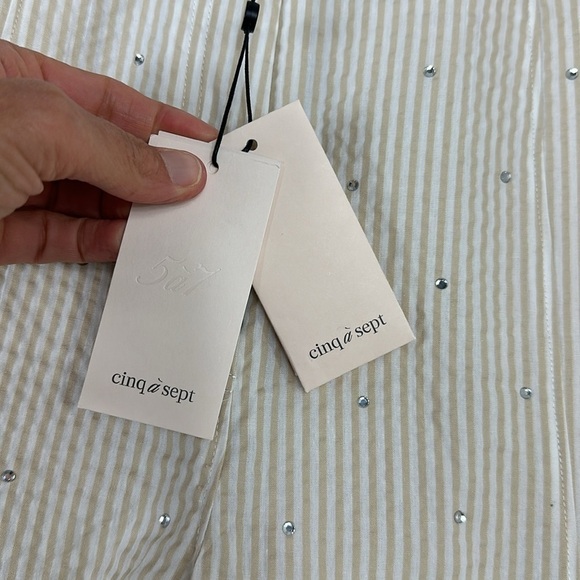 Cinq a Sept Cream Stripe Neema Rhinestone Seersucker Shorts 6 NWT - Picture 6 of 12